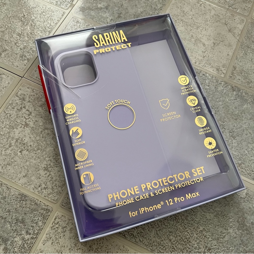 NIB Sarina Soft Touch Purple iPhone 12 Pro Max Protector Set